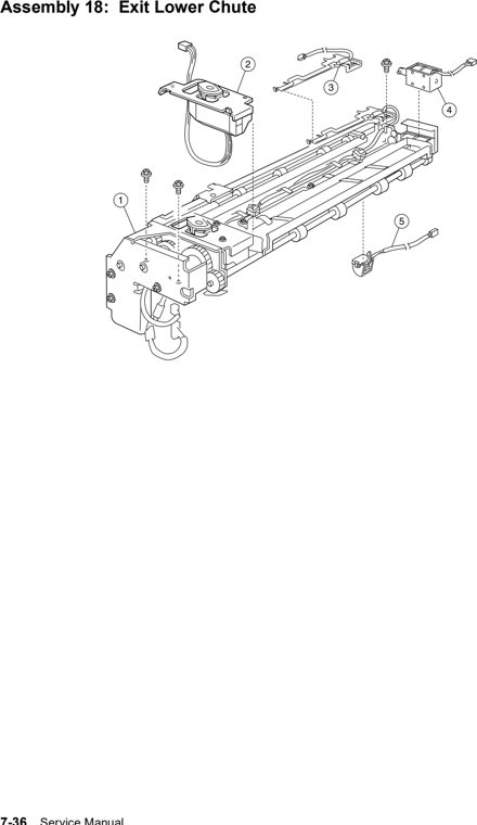 Assembly 18: Exit Lower Chute parts diagram - Lexmark W820 and X820 Parts