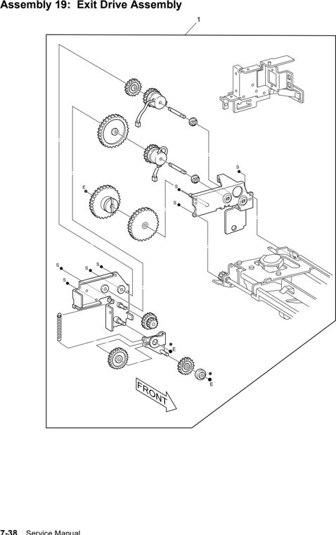 Assembly 19: Exit Drive Assembly parts diagram - Lexmark W820 and X820 Parts