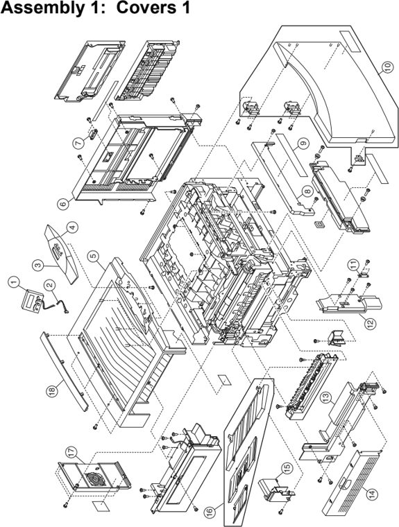 Assembly 1: Covers 1 parts diagram - Lexmark C910 & C912 Parts