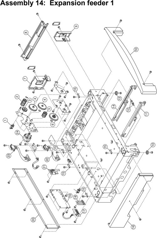 Assembly 14: Expansion feeder 1 parts diagram - Lexmark C910 & C912 Parts
