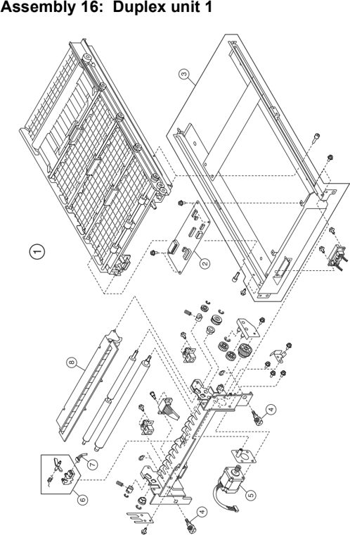 Assembly 16: Duplex unit 1 parts diagram - Lexmark C910 & C912 Parts