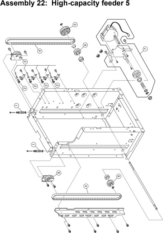 Assembly 22: High-capacity feeder 5 parts diagram - Lexmark C910 & C912 Parts