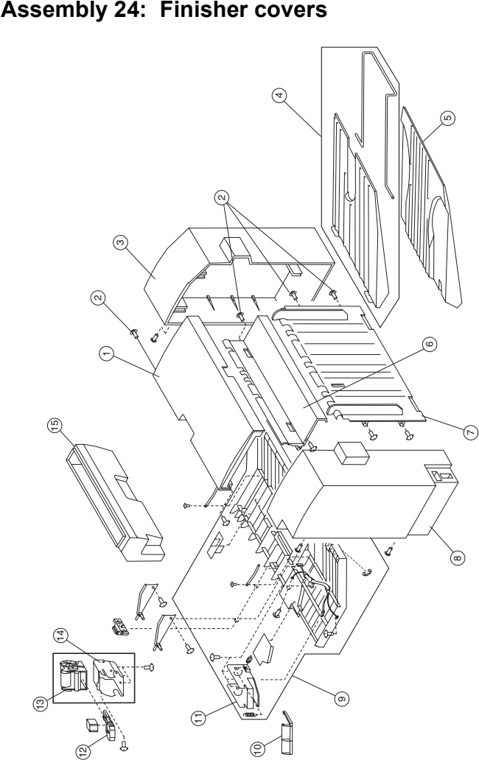 Assembly 24: Finisher covers parts diagram - Lexmark C910 & C912 Parts