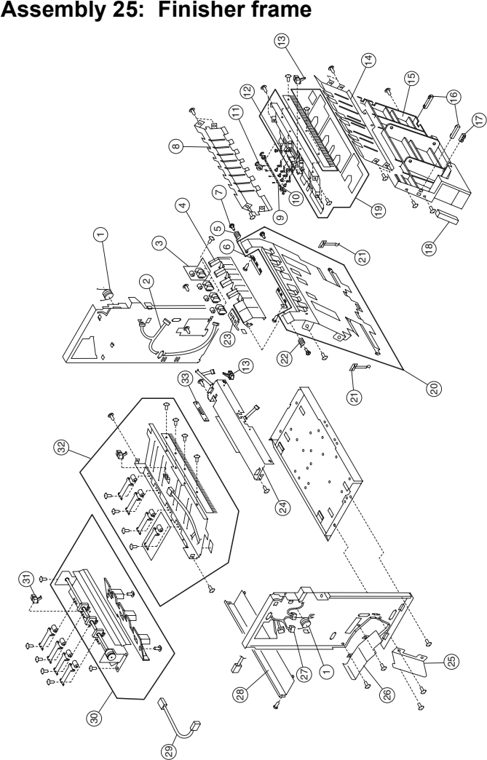 Assembly 25: Finisher frame parts diagram - Lexmark C910 & C912 Parts