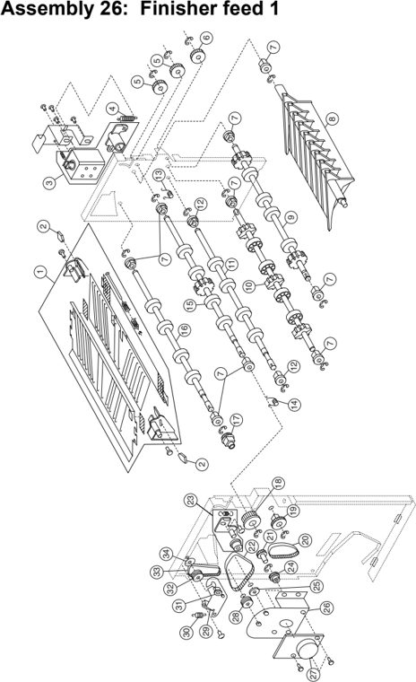 Assembly 26: Finisher feed 1 parts diagram - Lexmark C910 & C912 Parts