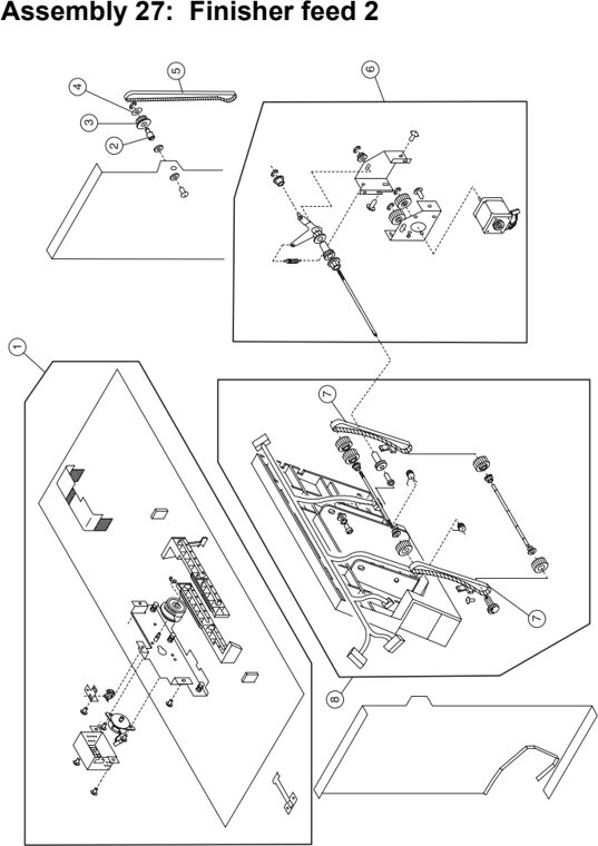 Assembly 27: Finisher feed 2 parts diagram - Lexmark C910 & C912 Parts