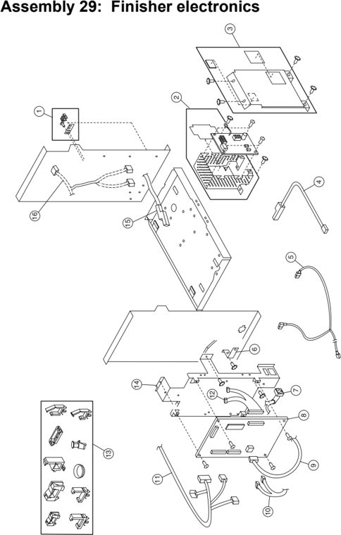Assembly 29: Finisher electronics parts diagram - Lexmark C910 & C912 Parts
