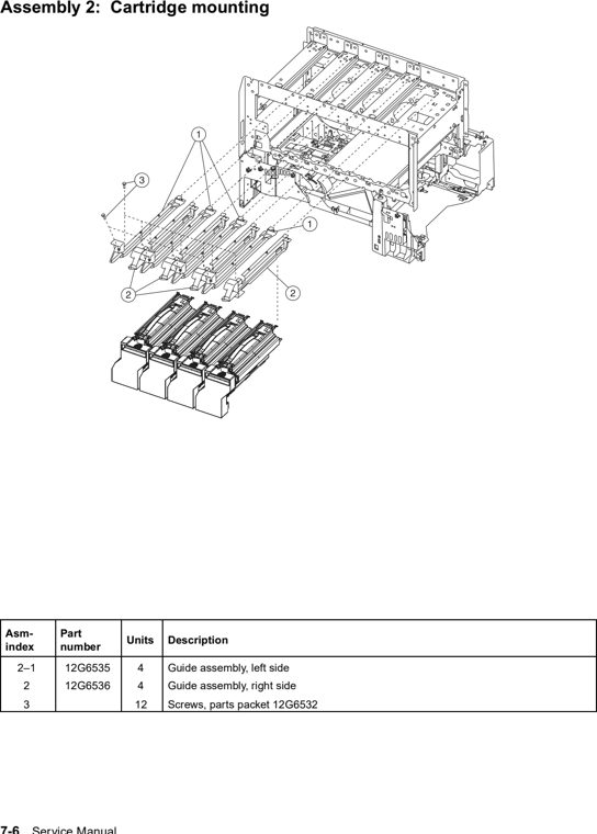 Assembly 2: Cartridge mounting parts diagram - Lexmark C760 & C762 Parts (5060)