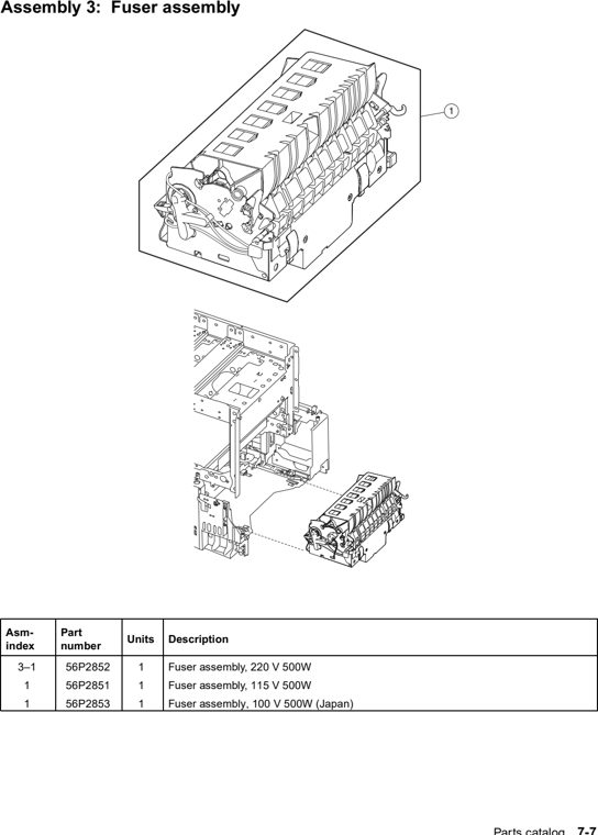 Assembly 3: Fuser assembly parts diagram - Lexmark C760 & C762 Parts (5060)