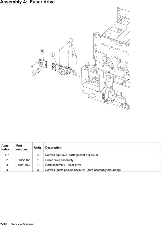 Assembly 4: Fuser drive parts diagram - Lexmark C760 & C762 Parts (5060)