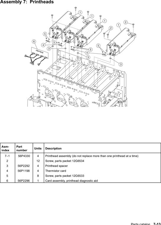 Assembly 7: Printheads parts diagram - Lexmark C760 & C762 Parts (5060)