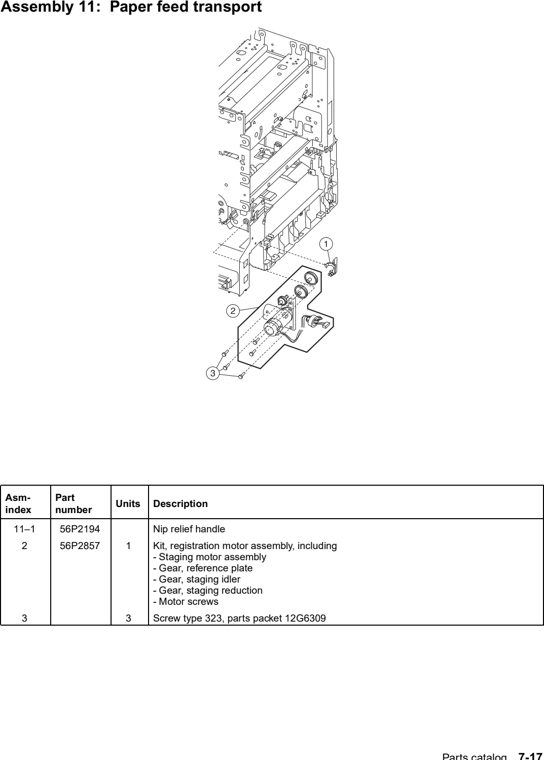 Assembly 11: Paper feed transport parts diagram - Lexmark C760 & C762 Parts (5060)