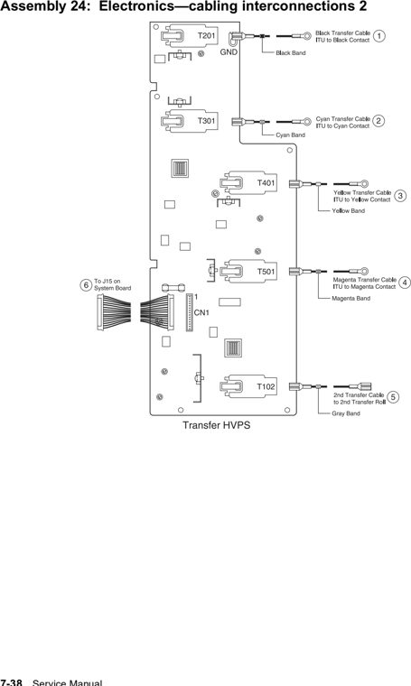 Assembly 24: Electronics—cabling interconnections 2 parts diagram - Lexmark C760 & C762 Parts (5060)