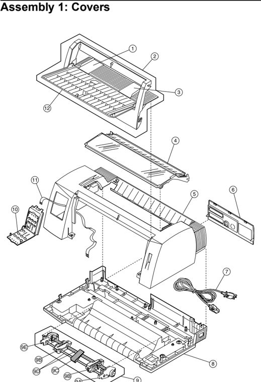 Assembly 1: Covers parts diagram - Lexmark 2480 2481 2490 2491 Parts