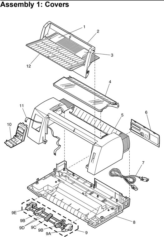 Assembly 1: Covers parts diagram - Lexmark 2480 2481 2490 2491 Parts