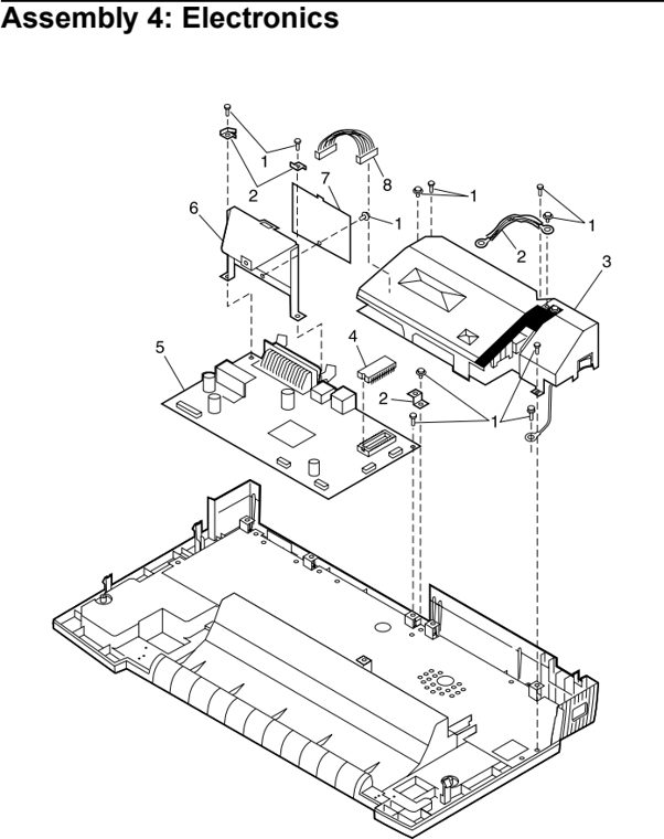 Assembly 4: Electronics parts diagram - Lexmark 2480 2481 2490 2491 Parts