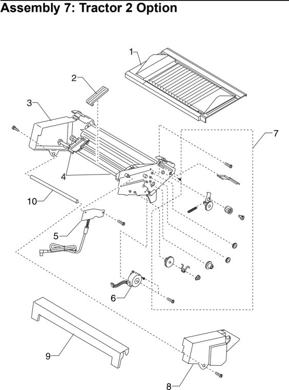 Assembly 7: Tractor 2 Option parts diagram - Lexmark 2480 2481 2490 2491 Parts