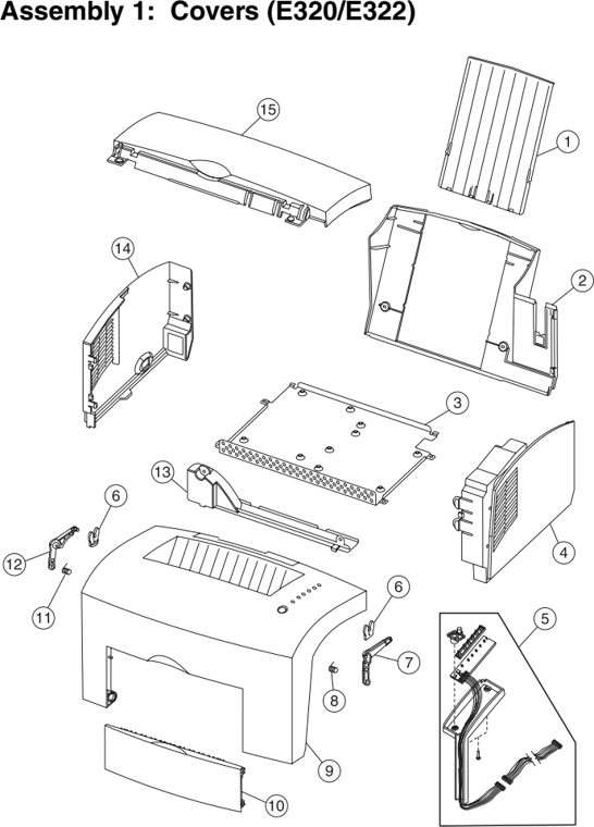 Assembly 1: Covers (E320/E322) parts diagram - Lexmark E320 E321 E322 E323 Parts