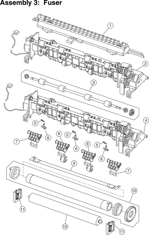 Assembly 3: Fuser parts diagram - Lexmark E320 E321 E322 E323 Parts