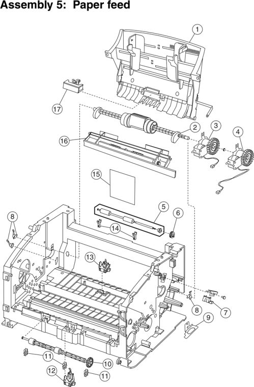 Assembly 5: Paper feed parts diagram - Lexmark E320 E321 E322 E323 Parts
