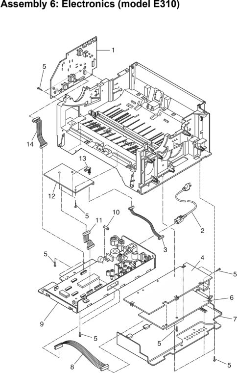 Assembly 6: Electronics (model E310) parts diagram - Lexmark E310 & E312 Parts