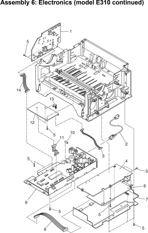 Assembly 6: Electronics (model E310 continued) parts diagram - Lexmark E310 & E312 Parts
