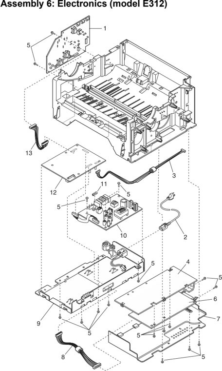 Assembly 6: Electronics (model E312) parts diagram - Lexmark E310 & E312 Parts