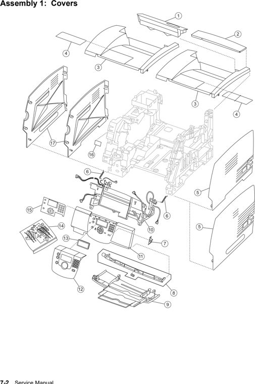 Assembly 1: Covers parts diagram - Lexmark T640 T642 T644 Parts