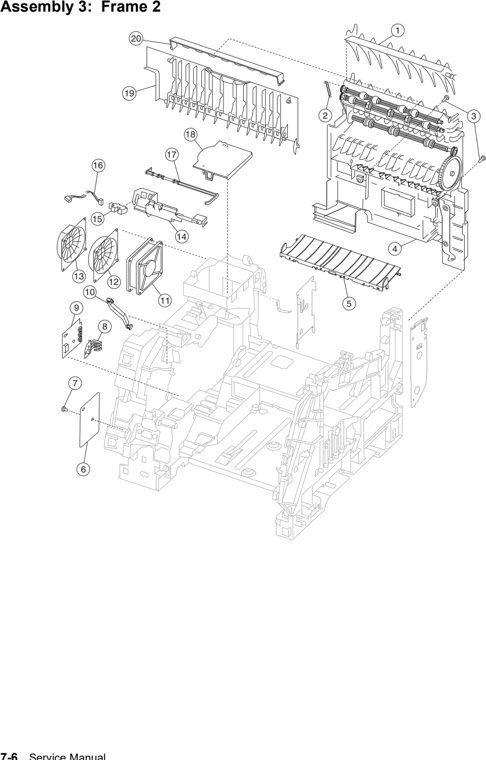 Assembly 3: Frame 2 parts diagram - Lexmark T640 T642 T644 Parts