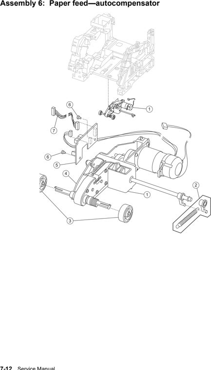 Assembly 6: Paper feed—autocompensator parts diagram - Lexmark T640 T642 T644 Parts