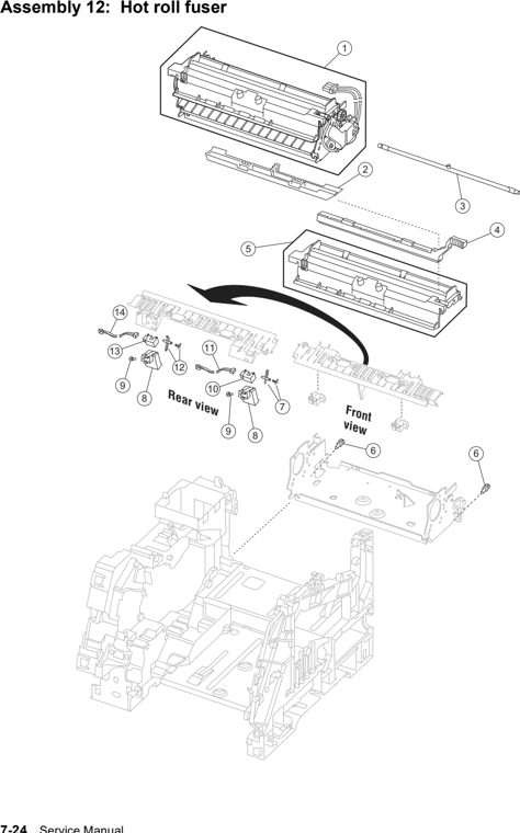 Assembly 12: Hot roll fuser parts diagram - Lexmark T640 T642 T644 Parts