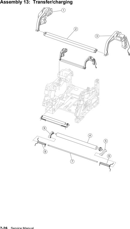 Assembly 13: Transfer/charging parts diagram - Lexmark T640 T642 T644 Parts