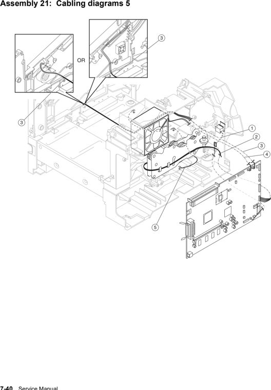 Assembly 21: Cabling diagrams 5 parts diagram - Lexmark T640 T642 T644 Parts