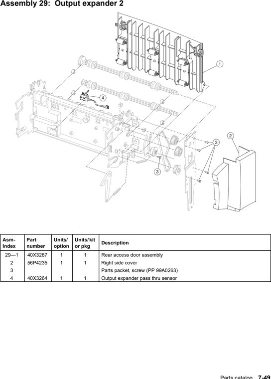 Assembly 29: Output expander 2 parts diagram - Lexmark T640 T642 T644 Parts