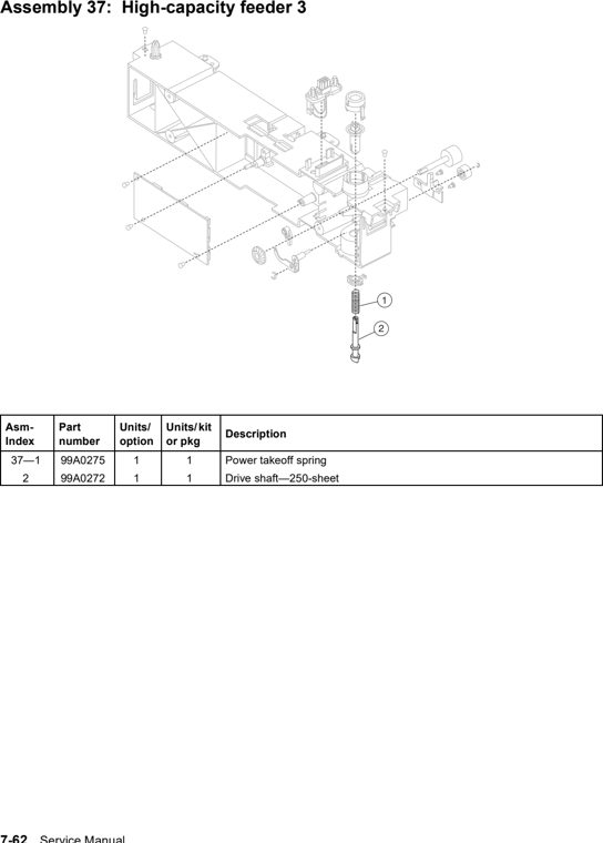 Assembly 37: High-capacity feeder 3 parts diagram - Lexmark T640 T642 T644 Parts