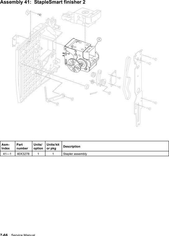 Assembly 41: StapleSmart finisher 2 parts diagram - Lexmark T640 T642 T644 Parts