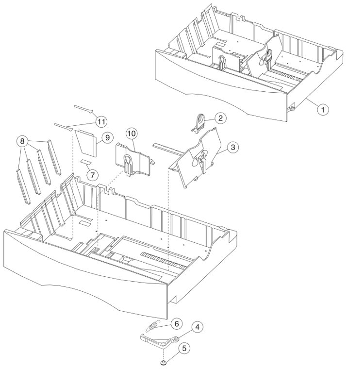 Assembly 13: 500-sheet integrated tray parts diagram - Lexmark C750 Parts