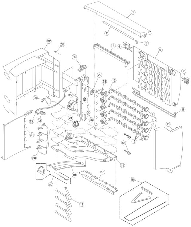 Assembly 27: 5-bin mailbox parts diagram - Lexmark C750 Parts