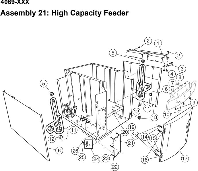 Assembly 21: High Capacity Feeder parts diagram - Lexmark Hi-Cap Drawer Parts (Optra S and T)