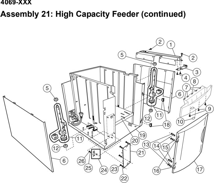 Assembly 21: High Capacity Feeder (continued) parts diagram - Lexmark Hi-Cap Drawer Parts (Optra S and T)