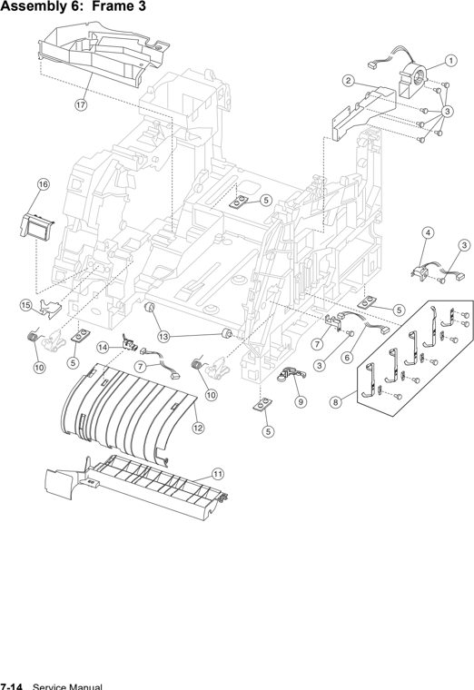 Assembly 6: Frame 3 parts diagram - Lexmark X642e X644e X646e XM642e XM644e XM646e Parts
