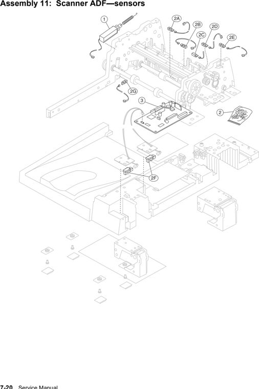 Assembly 11: ADF—sensors parts diagram - Lexmark X642e X644e X646e XM642e XM644e XM646e Parts