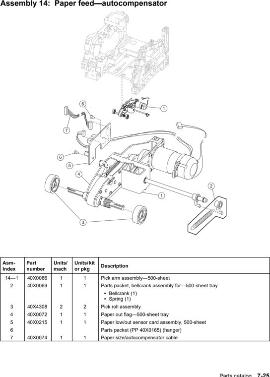 Assembly 14: Paper feed—autocompensator parts diagram - Lexmark X642e X644e X646e XM642e XM644e XM646e Parts