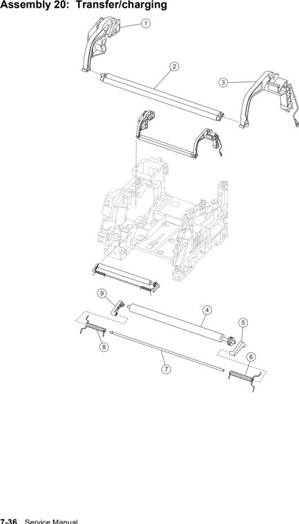 Assembly 20: Transfer/charging parts diagram - Lexmark X642e X644e X646e XM642e XM644e XM646e Parts