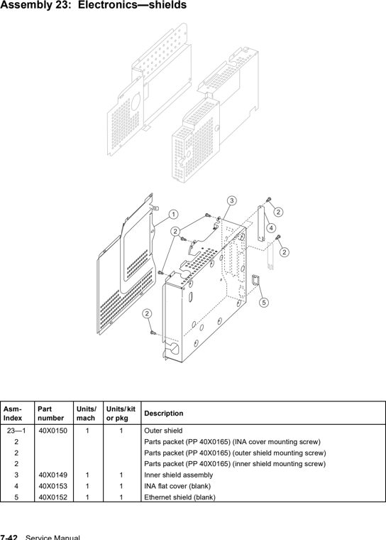 Assembly 23: Electronics—shields parts diagram - Lexmark X642e X644e X646e XM642e XM644e XM646e Parts