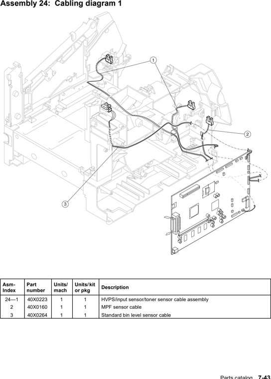 Assembly 24: Cabling diagram 1 parts diagram - Lexmark X642e X644e X646e XM642e XM644e XM646e Parts