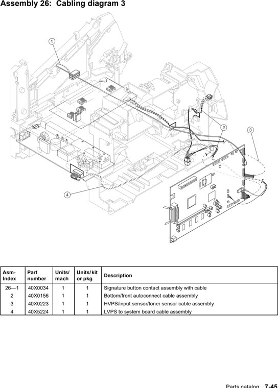 Assembly 26: Cabling diagram 3 parts diagram - Lexmark X642e X644e X646e XM642e XM644e XM646e Parts