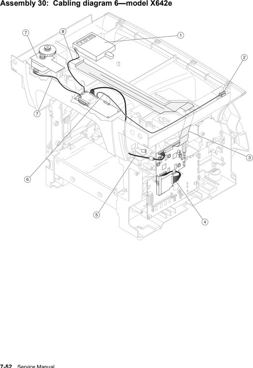 Assembly 30: Cabling diagram 6—model X642e parts diagram - Lexmark X642e X644e X646e XM642e XM644e XM646e Parts