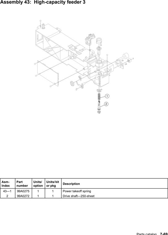 Assembly 43: High-capacity feeder 3 parts diagram - Lexmark X642e X644e X646e XM642e XM644e XM646e Parts