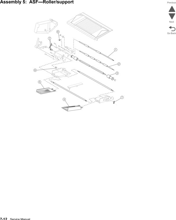 Assembly 5: ASF—Roller/support parts diagram - Lexmark 2580 2581 2590 2591 (and +) Parts